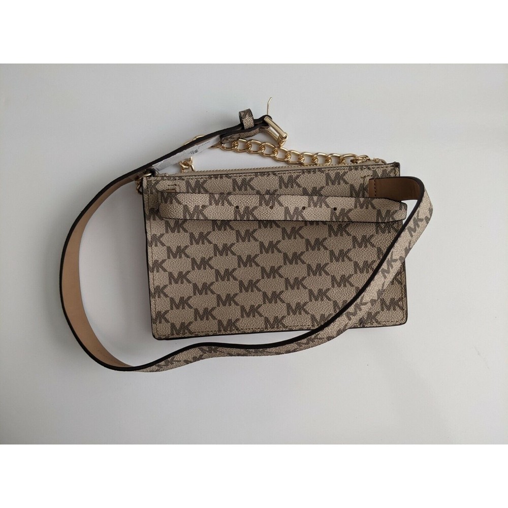 NWT Michael Kors Brown Belt Bag Logo with Chain Large